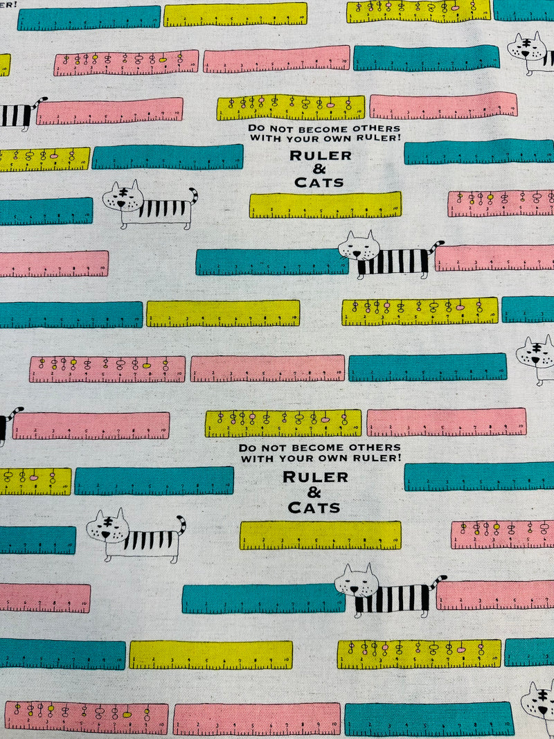 Linen Canvas Cats And Rulers Print