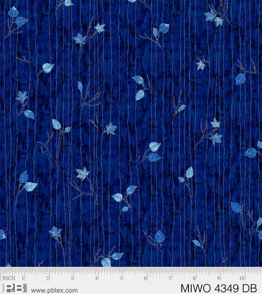 Midnight Woods - Lines & Leaves Dark Blue