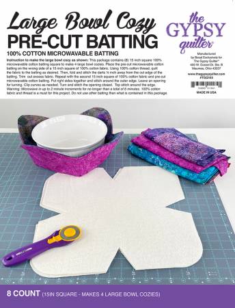Large Bowl Cozy Pre Cut Batting 8 ct - 15" square