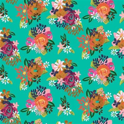 Painted Petals Acrylic Floral - Turquoise