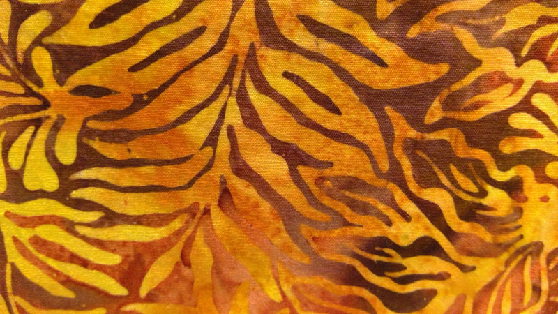 Batik Gold Orange Fern Yardage